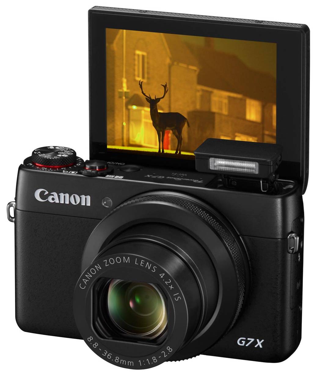 Canon PowerShot G7 X Flash-Up LCD-Up